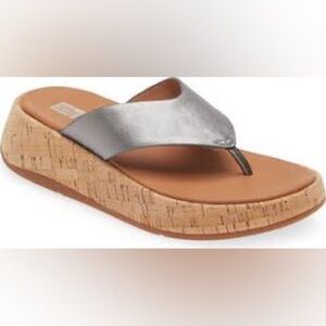 FitFlop Silver Wedge Sandals Size 8M